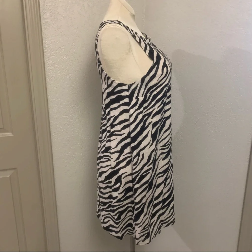 A New Day M Linen Blend Black & White Zebra Print Mini Swing Dress Sundress